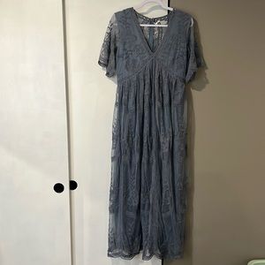 EUC Pink Blush Blue Maternity Maxi